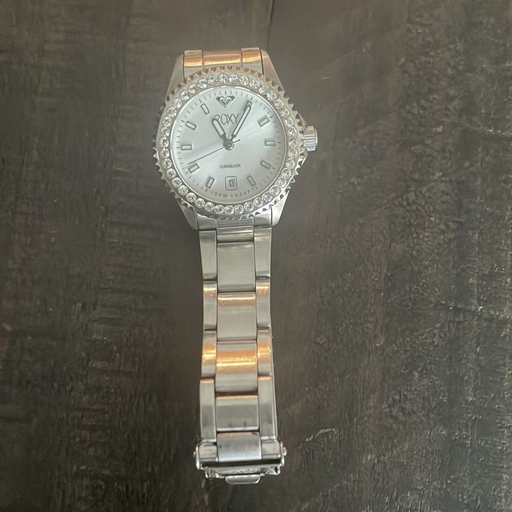 Beautiful Roxy Watch... Silver With Stone Around … - image 4